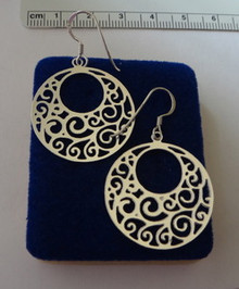 25 mm Sterling Silver Fancy Round Cutout Wire Earrings!