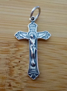 16x28mm Fancy Crucifix Cross Sterling Silver Pendant Charm