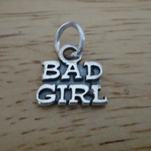 11x11mm says Bad Girl Sterling Silver Charm