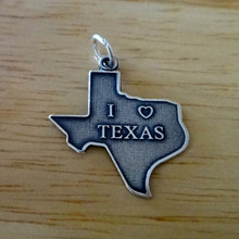 21x23mm says I Love Texas w/ Heart State Sterling Silver Charm