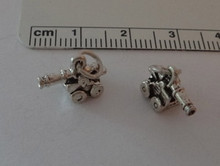 1 3D 9x14mm Detailed Tiny Cannon Gun Sterling Silver Charm