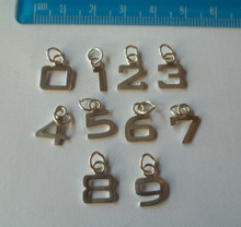 Tiny Numbers 0 1 2 3 4 5 6 7 8 9 Initial Sterling Silver Charms
