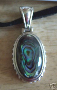 Sterling Silver Oval Abalone Shell Pendant Charm
