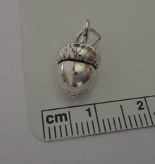 3D 9x16mm Heavy solid 4 gram Acorn Sterling Silver Charm
