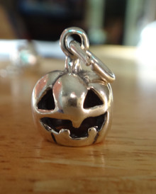 11x14mm 3D Halloween Jack-O-Lantern Sterling Silver Charm