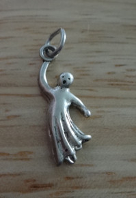 3D 7x22mm Flying Ghost Halloween Sterling Silver Charm