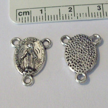 18x13mm Silver Pewter Sm Rosary Center Miraculous Mary Charm