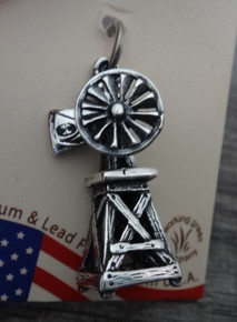 3D Movable Old Style Water Pumping Windmill Sterling Silver Charm