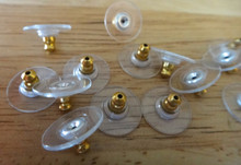 20 Gold color Nickel free 11mm Comfort Earring Backs Bullet Clutch Plastic Disk