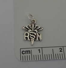 13x10mm x-small Medical RN Nurse Caduceus Sterling Silver Charm