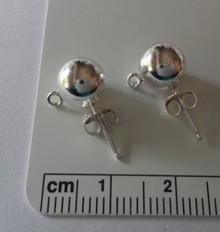 Sterling Silver Add charm or bead to 8mm Round Ball Stud Earrings