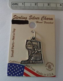 Sterling Silver United States Washington DC Map Monument Memorial Capital Charm