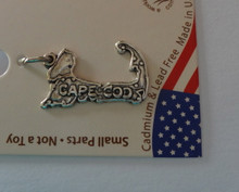 Sterling Silver Map of Cape Cod Shape Massachusetts State Charm