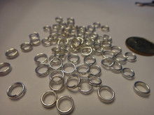 50 Shiny Base Metal Silver 6 mm Split Rings Attach Charms to a Bracelet