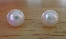 Sterling Silver & White Fresh Water Pearl 9 mm Stud Earrings