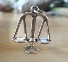 Sterling Silver 3D 20x17mm Scale Scales of Justice Libra Charm