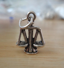 Sterling Silver 3D 20x11mm Scale Scales of Justice Libra Charm