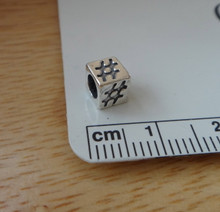 One Sterling Silver 5.5 mm Number # sign 3.5 mm Hole Block Bead