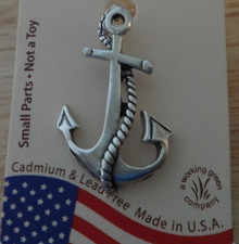 25x18mm Ship Boat Anchor Rope Nautical Tie Tack Lapel Sterling Silver Pin