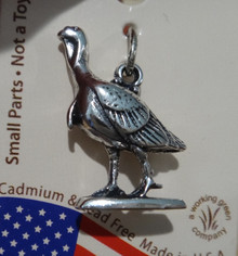 3D 20x15mm Thanksgiving Fall Wild Turkey with Beard Sterling Silver !