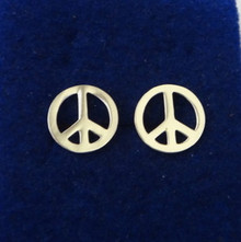 11mm Peace Sign Sterling Silver Stud Studs Earrings!