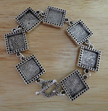 8.75" Silver Pewter 7 Picture Photo Frame 2.5mm Link Bracelet Heart Toggle Clasp
