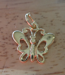 17x16mm 14k Gold Plated Sterling Silver Small Fancy Butterfly Charm!
