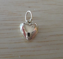 TINY 8x6mm 14K Gold filled Sterling Silver Hollow Puffy Heart Charm