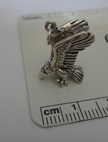 18x18mm 4.5 gram Flying Buzzard or Vulture about to land Sterling Silver Charm