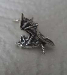 Sterling Silver Halloween 3D 20x17x15mm Vampire Fruit Bat Charm!