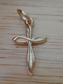 Small  11x19mm 14K Gold Vermeil over Sterling Silver Dainty Swirl Cross Charm!