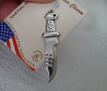 Sterling Silver 39x9mm Hunting Bowie Butcher Knife Charm