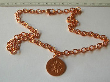 18" Copper 18mm Engravable Medical Alert Charm on Chain Necklace