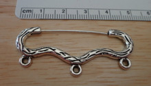1.75" Silver Pewter Fancy Curved Charm Pin with 3 Holes