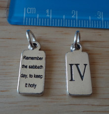 1 Sterling Silver 4th Commandment Remember sabbath day to keep it holy Charm