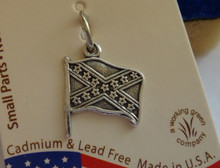 Sterling Silver 14x12mm Historical Confederate Rebel Flag Charm