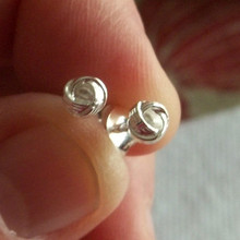 Tiny 5mm Bright Knot Sterling Silver Stud Earrings!