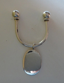 Sterling Silver 13gram 28x16mm engraveable oval 35mm U shape Keyring screw end
