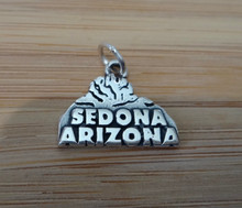 16x13mm says Sedona Arizona with Mountains Sterling Silver Charm