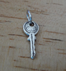 Sterling Silver TINY 13x5mm Detailed House or Car Key Charm
