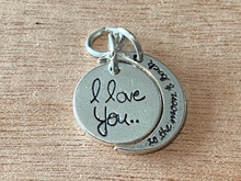 Sterling Silver 18x18mm 4g Movable says I Love You to the Moon and Back Charm