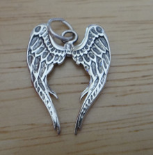 Sterling Silver 21x16mm Fixed Angel Bird Wings Charm