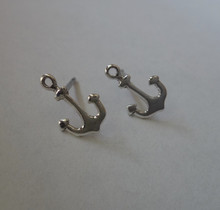 Sterling Silver TINY 10x7mm Anchor Stud Studs Post Earrings