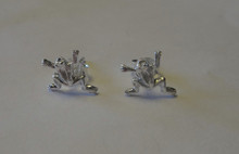 Sterling Silver TINY 9x9mm Bright Open leg Frog Toad Studs Posts Earrings!