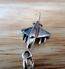 Sterling Silver 3D 23x15mm Detailed Military Jet with 4 missiles or guns Charm