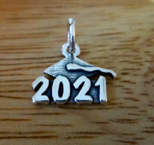 Sterling Silver 15x12mm College High School Graduation 2021 with Cap Charm