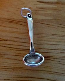 Sterling Silver 3D 10x27mm Kitchen Cooking Soup Ladle Serving Spoon Charm