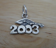 *SALE* Sterling Silver 12x18mm 2003 Charm w/ Graduation College High school Cap