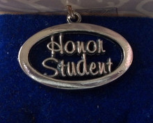 24x17mm Out Oval says Honor Student Sterling Silver Charm