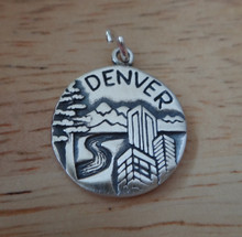 Sterling Silver 16mm says Denver Mile High City Colorado Charm double side